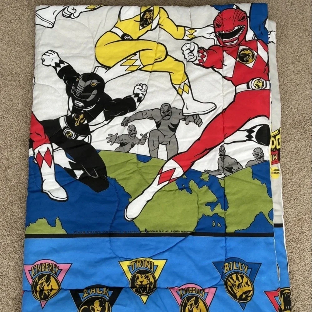 Vintage 1994 Mighty Morphin Power Rangers Twin Comforter Saban Retro Bedding